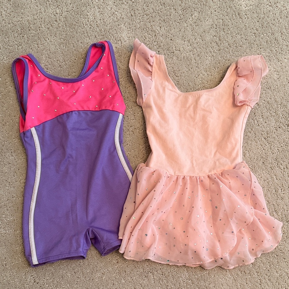 Danskin Girls Pink and Purple Leotard and Pink Tutu Set